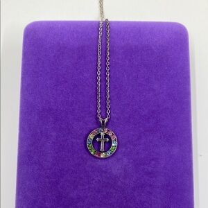 💛 Silver Multicolor Cross Pendant Necklace